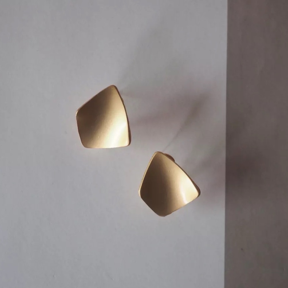 Earrings - gold tone, matte finish